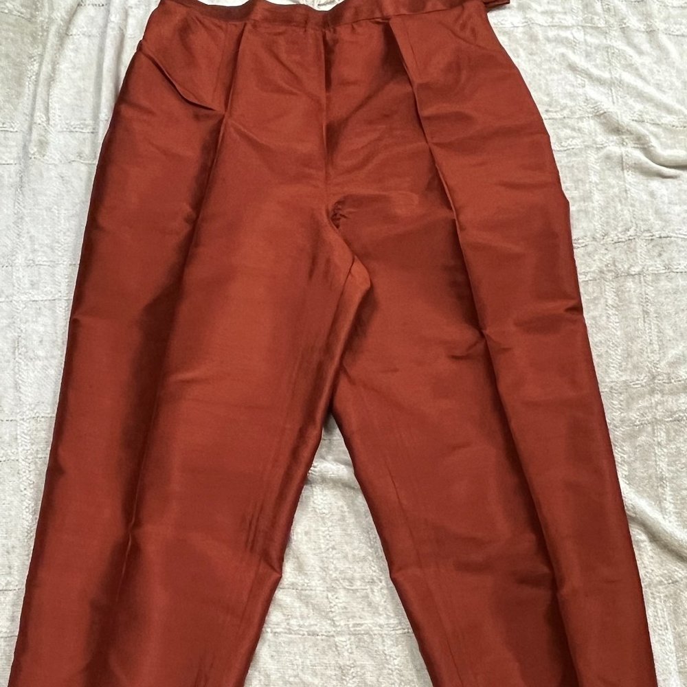 Gruppo Americano vintage orange rust silk dress pants MADE  USA 10 Armani group